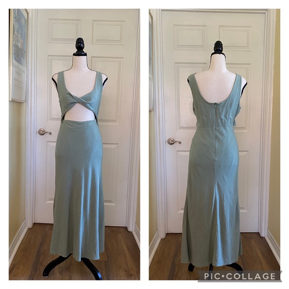 Blue Rain Twist Front MIDI Dress Size Large - Picture 3 of 11